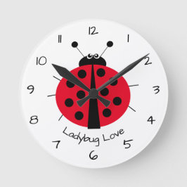 Ladybug Love Girly Fun Cute Cartoon  Ronde Klok