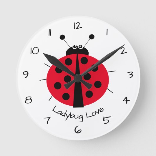 Ladybug Love Girly Fun Cute Cartoon  Ronde Klok (Voorkant)