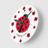 Ladybug Love Girly Fun Cute Cartoon Ronde Klok (Hoek)