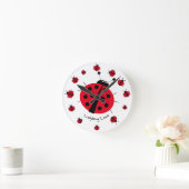 Ladybug Love Girly Fun Cute Cartoon Ronde Klok (Huis)