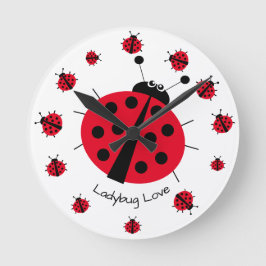 Ladybug Love Girly Fun Cute Cartoon Ronde Klok