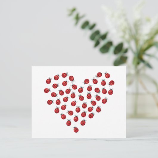 Ladybug Love Heart Briefkaart (Staand voorkant)
