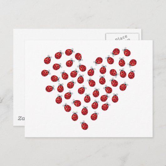 Ladybug Love Heart Briefkaart (Voorkant / Achterkant)