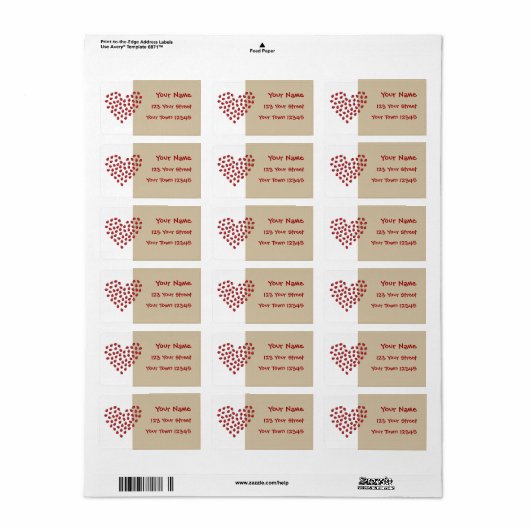 Ladybug Love Heart Etiket (Full Sheet)