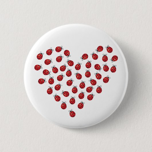 Ladybug Love Heart Ronde Button 5,7 Cm (Voorkant)