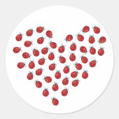 Ladybug Love Heart Ronde Sticker (Voorkant)
