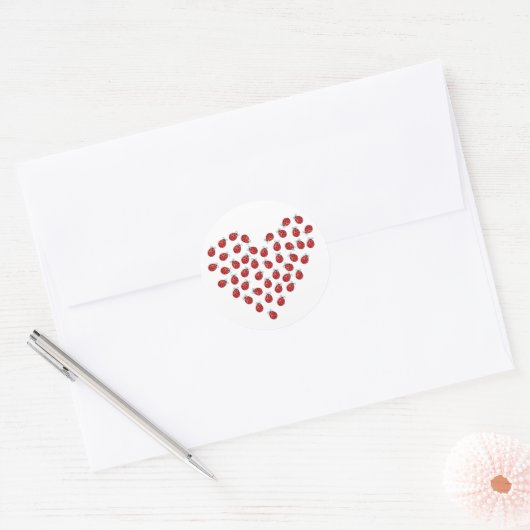Ladybug Love Heart Ronde Sticker (Envelop)