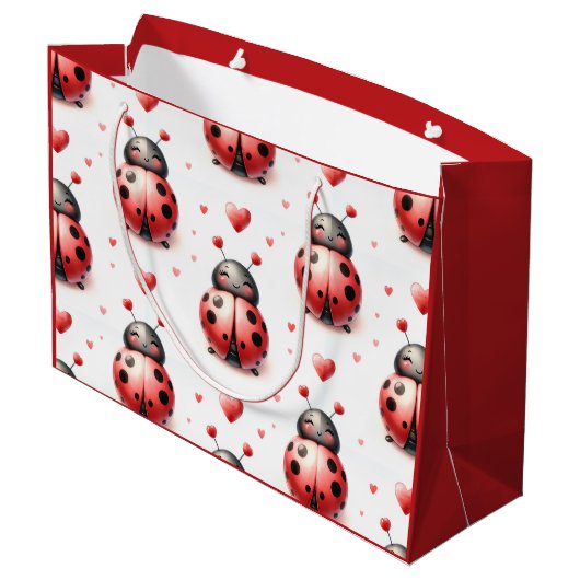 Ladybug Love (personalized) Groot Cadeauzakje (Achterkant Gekanteld)