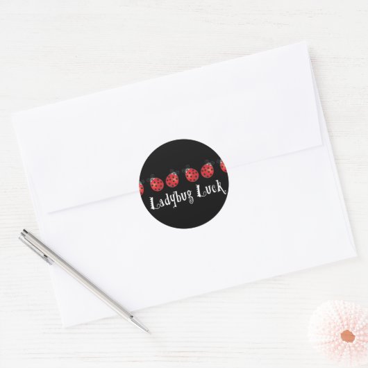 Ladybug Luck Ronde Sticker (Envelop)