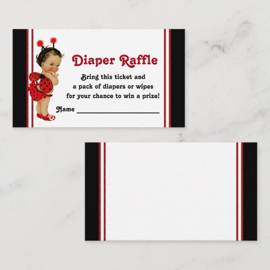 Ladybug Luier Raffle Tickets Etnische Baby Meisje Informatiekaartje (Voorkant / Achterkant)