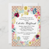 Ladybug meisje Baby shower bloemenuitnodiging Kaart (Voorkant)