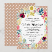 Ladybug meisje Baby shower bloemenuitnodiging Kaart (Voorkant / Achterkant)