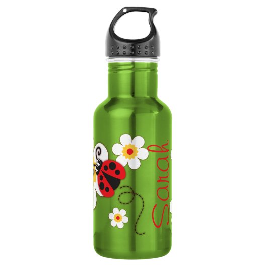 Ladybug meisjes noemen rode gele drinken fles (Voorkant)