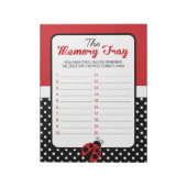Ladybug Memory Tray Baby shower Game Pack Notitieblok (Linkerzijde)