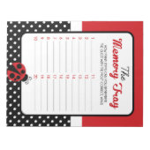 Ladybug Memory Tray Baby shower Game Pack Notitieblok (Voorkant)