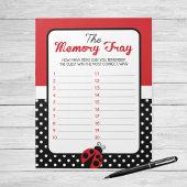 Ladybug Memory Tray Baby shower Game Pack Notitieblok