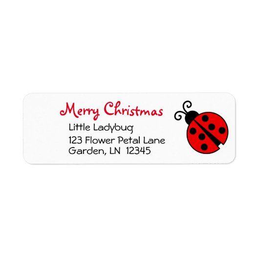 Ladybug Merry Christmas Aangepast retouradres Etiket (Voorkant)