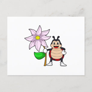 Ladybug met Flower.PNG Briefkaart
