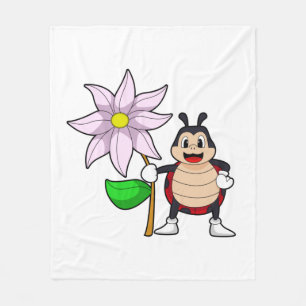 Ladybug met Flower.PNG Fleece Deken