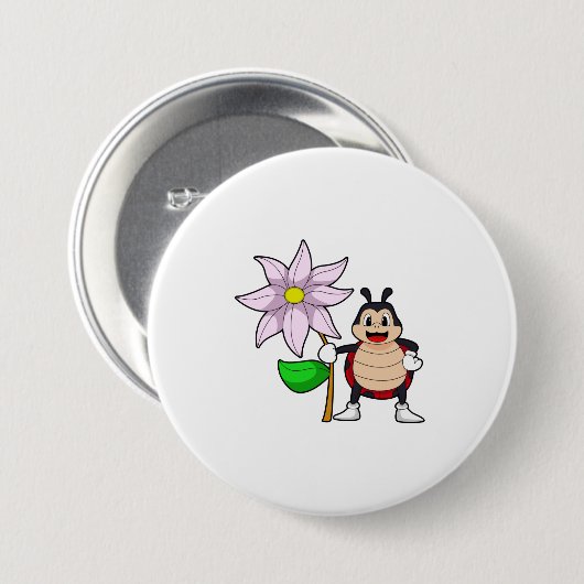 Ladybug met Flower.PNG Ronde Button 7,6 Cm (Voorkant /achterkant)
