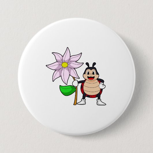 Ladybug met Flower.PNG Ronde Button 7,6 Cm (Voorkant)