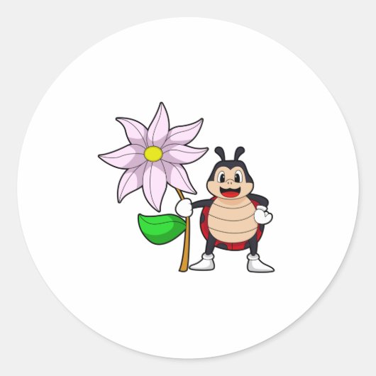 Ladybug met Flower.PNG Ronde Sticker (Voorkant)