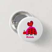 Ladybug met hart ronde button 3,2 cm (Voorkant /achterkant)