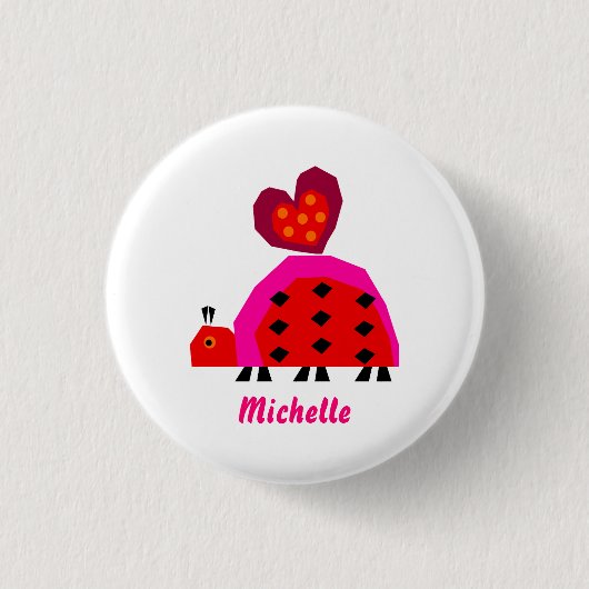 Ladybug met hart ronde button 3,2 cm (Voorkant)