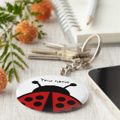 Ladybug met jouw naam sleutelhanger (Zijkant)