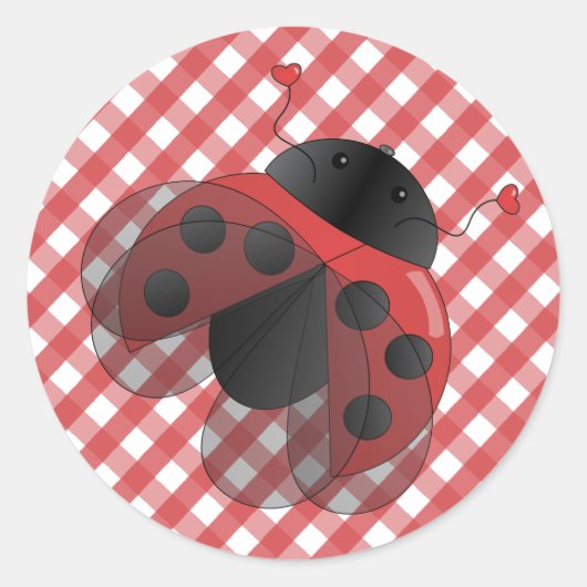 Ladybug met operationele Wings Ronde Sticker (Voorkant)