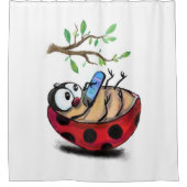 Ladybug met Phone Fun Shower Curtain Spring Douchegordijn (Voorkant)