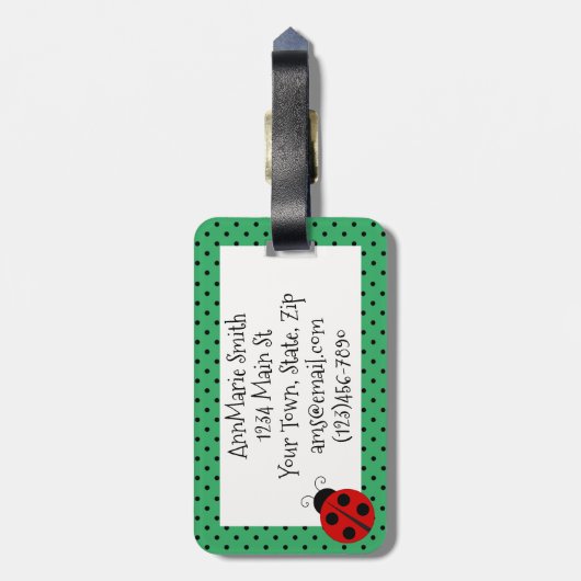 Ladybug met Polka Dots Design Bagagelabel (Achterkant verticaal)