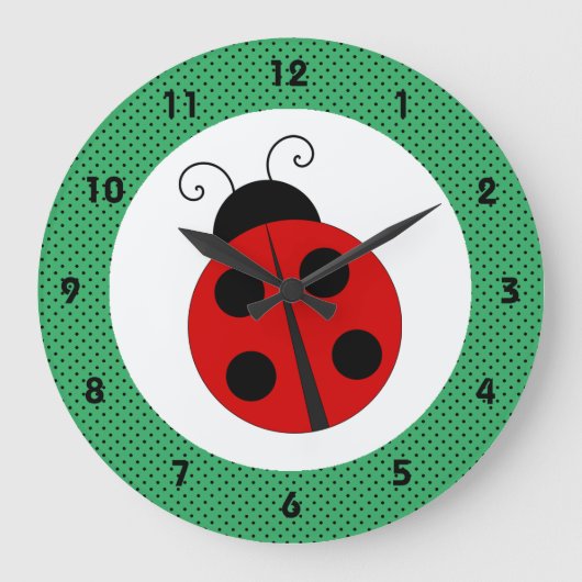 Ladybug met Polka Dots Design Large Clock Grote Klok (Voorkant)