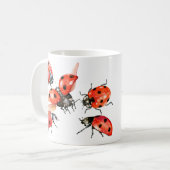 Ladybug met rode en zwarte Waterverf Koffiemok (Voorkant links)