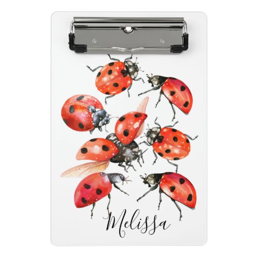 Ladybug met rode en zwarte Waterverf Mini Klembord (Voorkant)