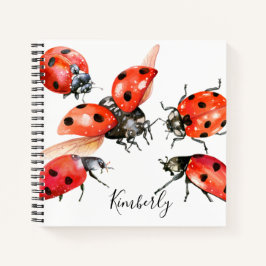 Ladybug met rode en zwarte Waterverf Notitieboek