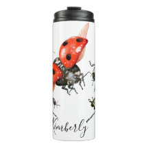 Ladybug met rode en zwarte Waterverf