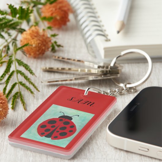 Ladybug met woorden sleutelhanger (Voorkant Rechts)