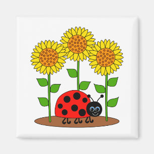 Ladybug met zonnebloemen magneet