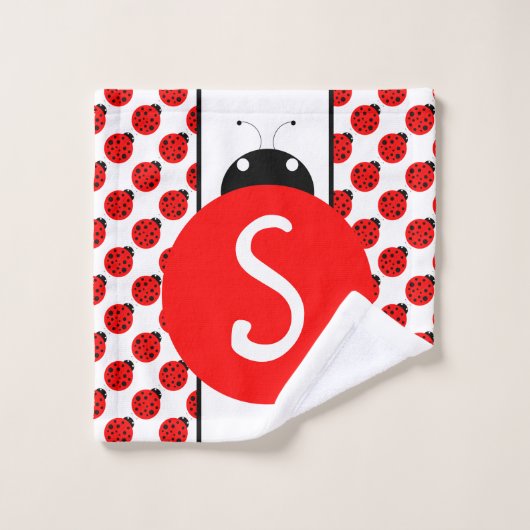 Ladybug Monogram Bad Handdoek (Wasdoekje)