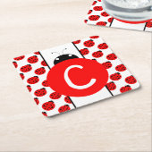 Ladybug Monogram Kartonnen Onderzetters (Schuin)
