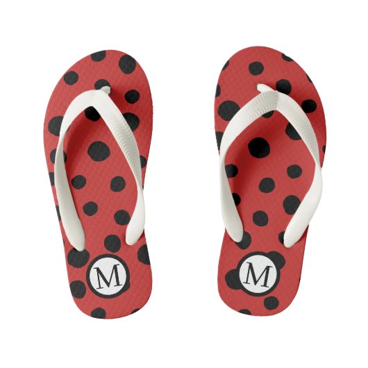 Ladybug Monogram ⎢Kinder Teenslippers (Voetbed)