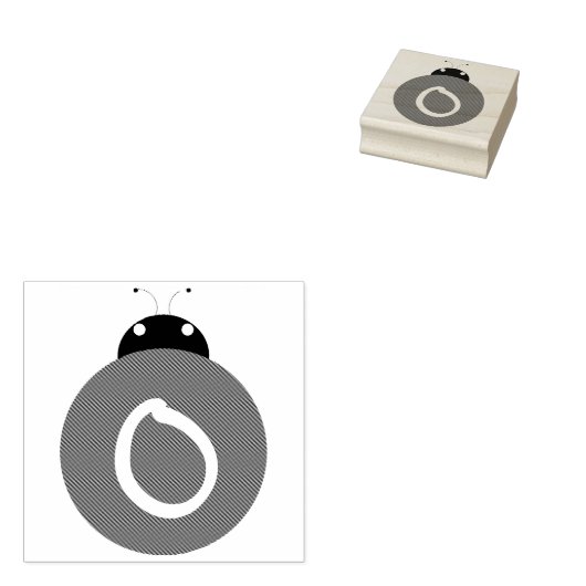 Ladybug Monogram Rubberstempel (Gestempeld)