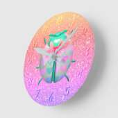 Ladybug mooi hart schattig glitter ronde klok (Hoek)