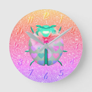 Ladybug mooi hart schattig glitter ronde klok
