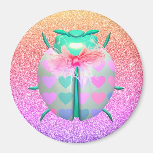 Ladybug mooi hart schattig glitter roze ombre magneet (Voorkant)