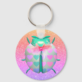Ladybug mooi hart schattig glitter sleutelhanger