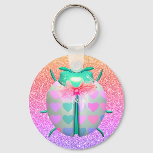 Ladybug mooi hart schattig glitter sleutelhanger (Voorkant)