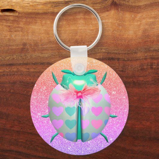Ladybug mooi hart schattig glitter sleutelhanger (Voorkant)