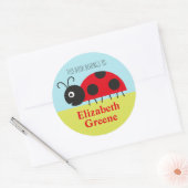 Ladybug Name Label Round Sticker voor kinderen (Envelop)